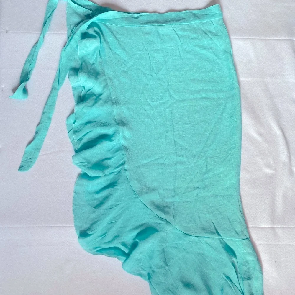 Swimsuit Cover Up Teal/Green Wrap Skirt Size OS NWOT
